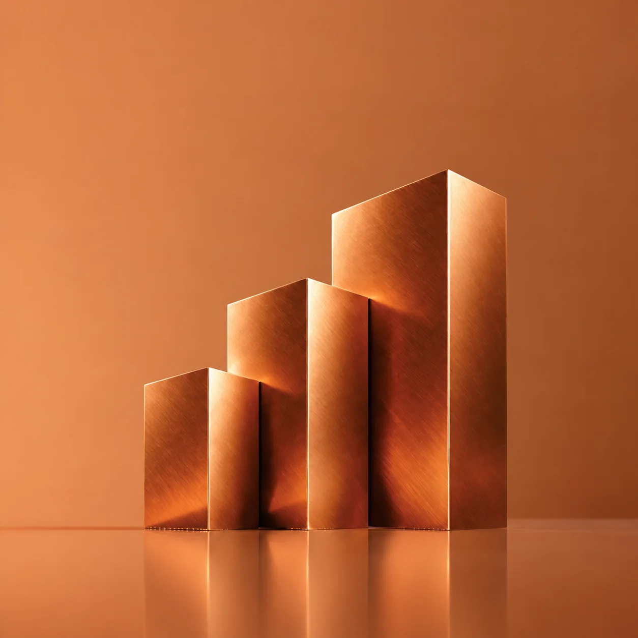Ascending copper bars — demand around the address