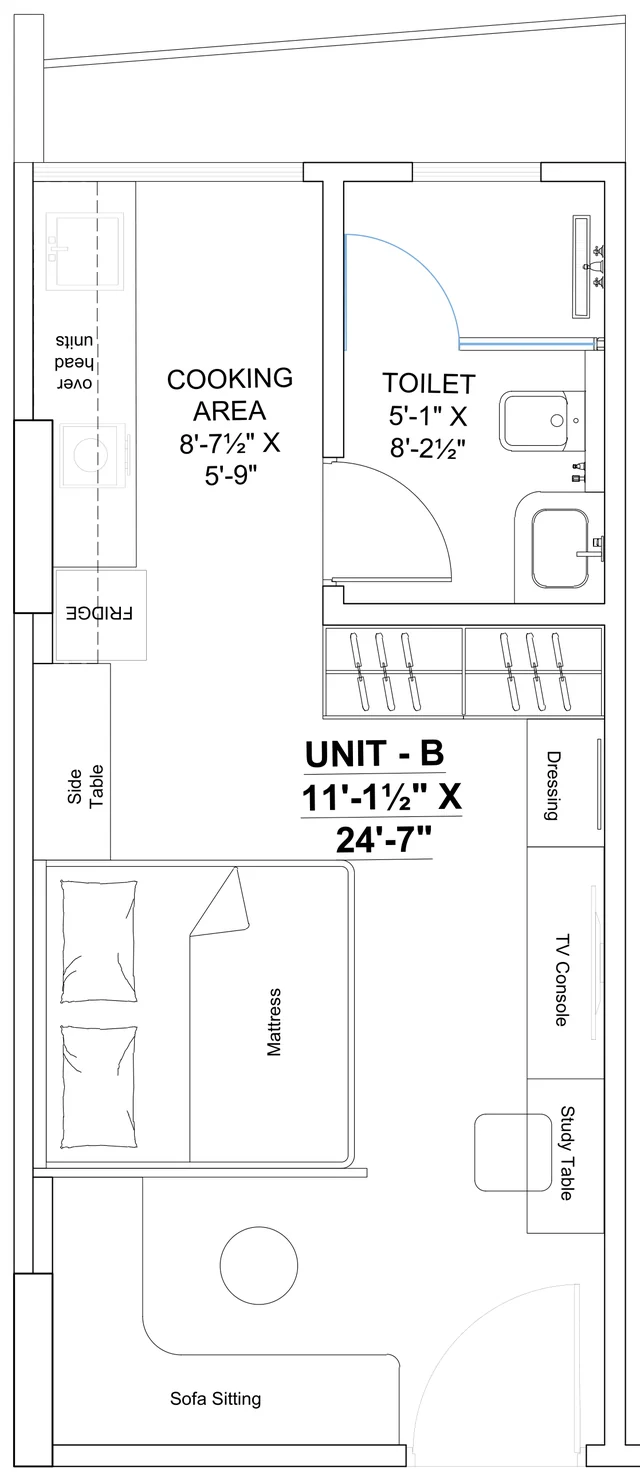 Plan of the Classic Suite, layout 2, 11'-1½